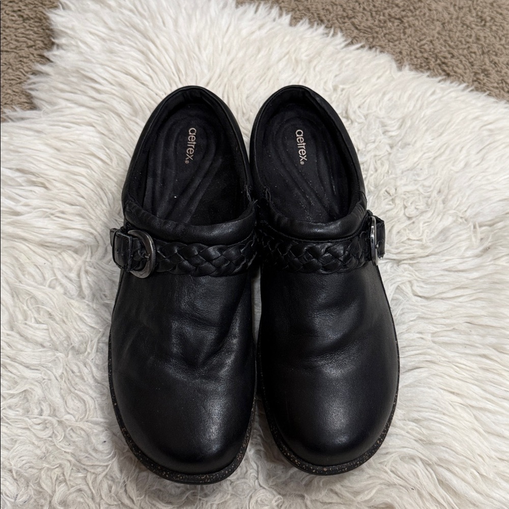 Aetrex‎ Black Leather Libby Comfort Clog Women’s Size 11 US 43 EU - Picture 8 of 10